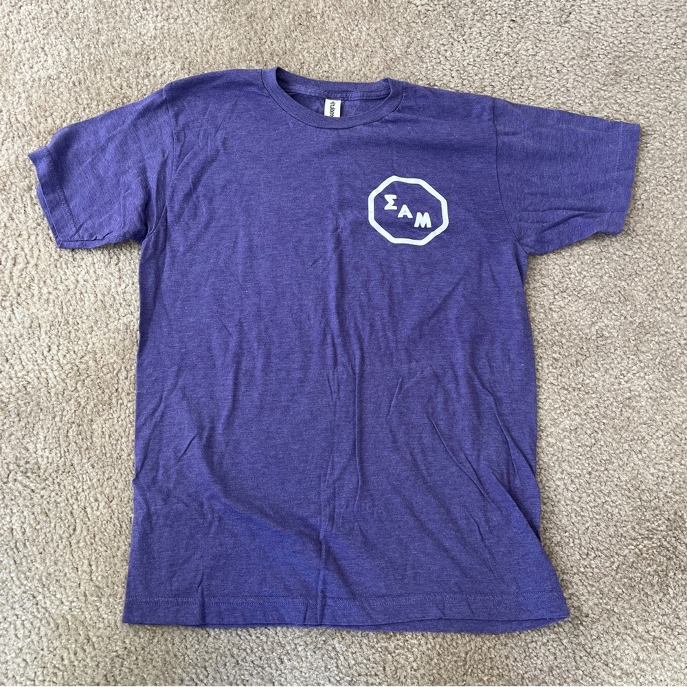 Sigma Alpha Mu Fraternity Purple Graphic T-Shirt Medium